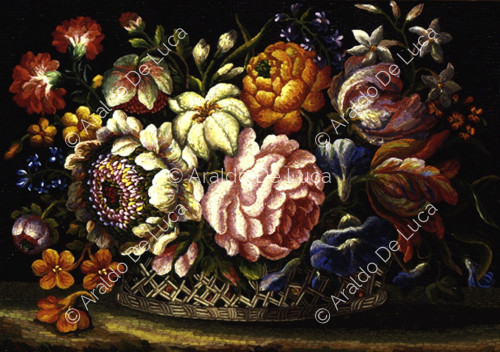 Mosaico con cesto di fiori