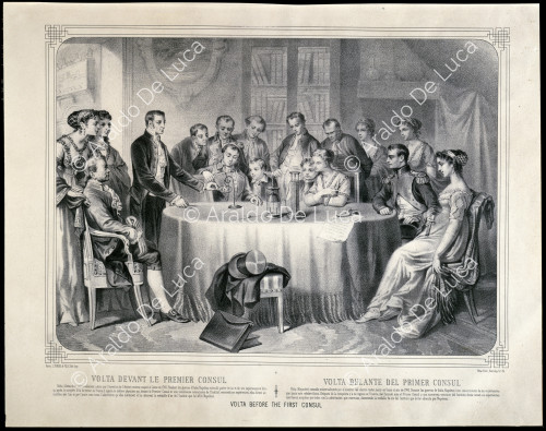 Alessandro Volta espone il funzionamento della pila elettrica a Napoleone Bonaparte