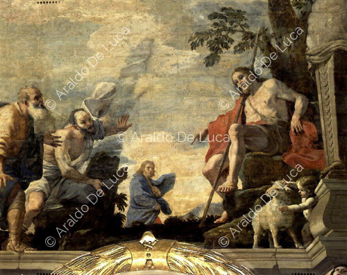 Scenes from the life of St John the Baptist. Ecce Agnus Dei. Detail