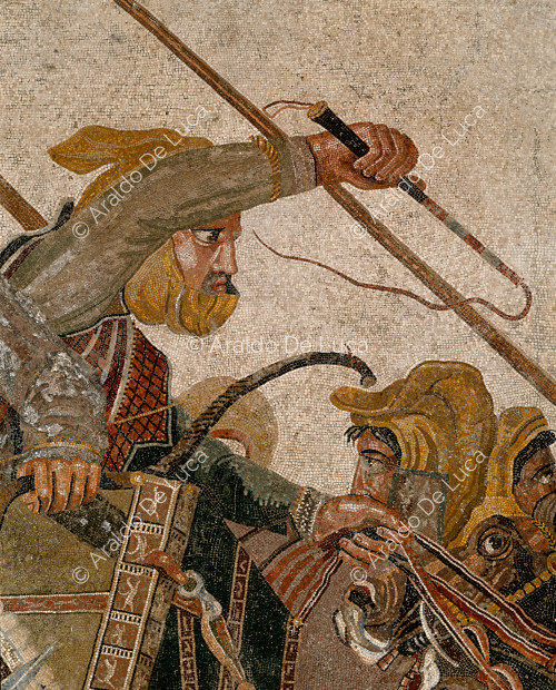 Mosaico del suelo con la Batalla de Isso. Detalle