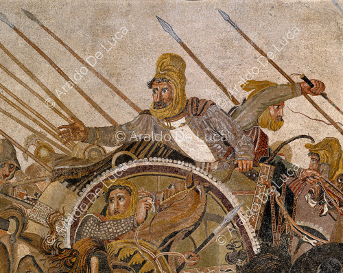 Mosaico del suelo con la Batalla de Isso. Detalle