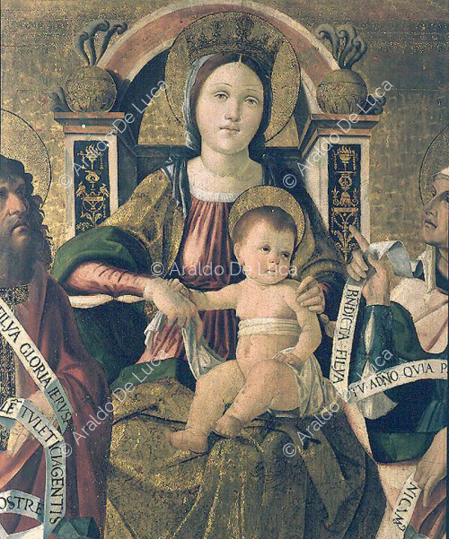 Polittico della Croce. Particolare della Madonna con Bambino tra San Gioacchino e Sant'Anna