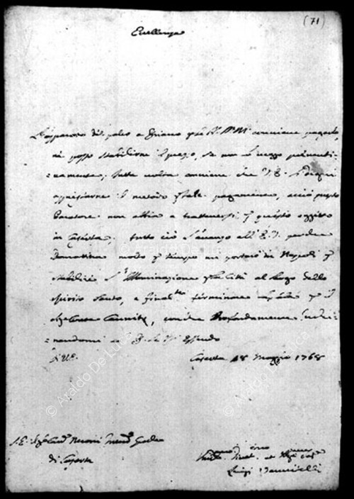 Manuscript by Luigi Vanvitelli