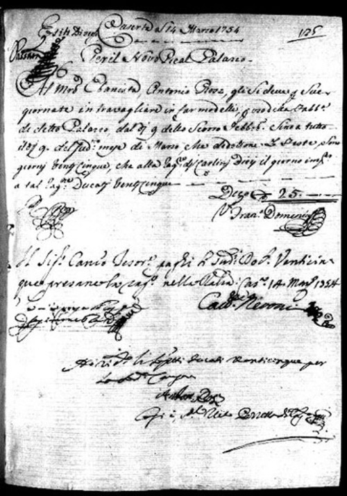 Manuscrito del 14 de marzo de 1754