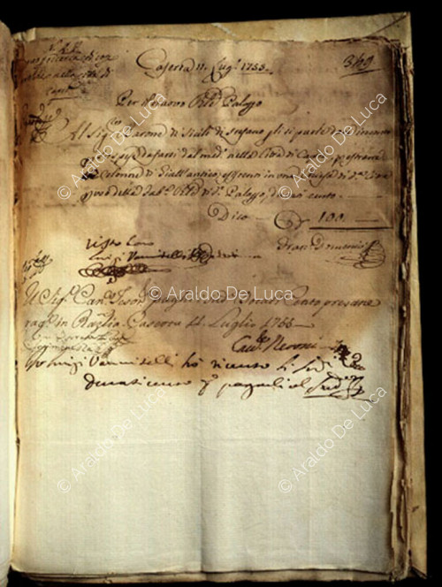 Manuscrito de Luigi Vanvitelli, 11 de julio de 1755