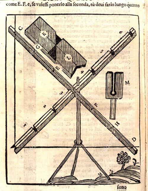 Zeichnung eines astronomischen Stabes