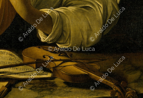 Lute player, detail