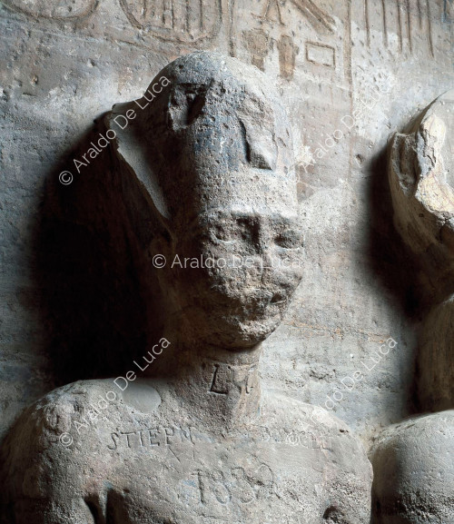 Das innere Heiligtum von Abu Simbel: Detail von Ramses II.