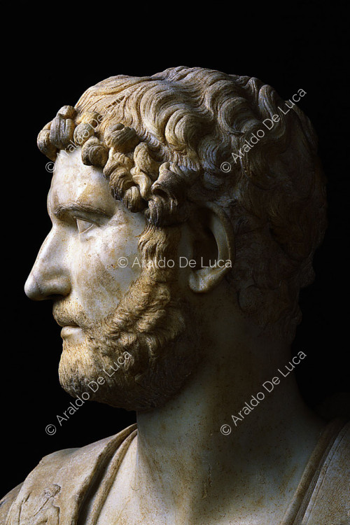 Bust of Hadrian. Facial detail