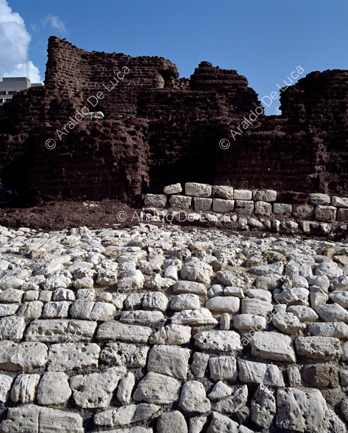 Detail of the wall of the Roman theatre at Kom El-Dikka