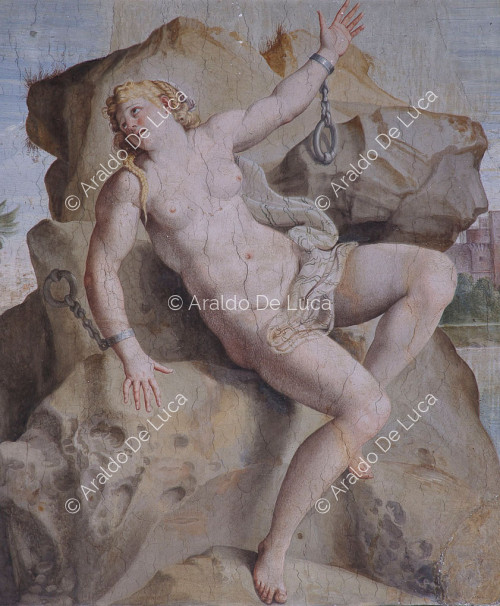 Carracci Gallery. Vault fresco with Andromeda. Detail with Andromeda