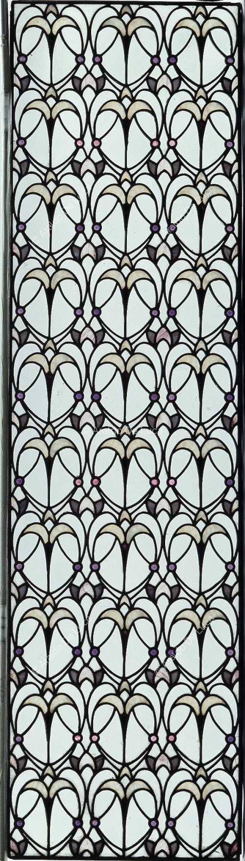 Stained glass window with geometric design
