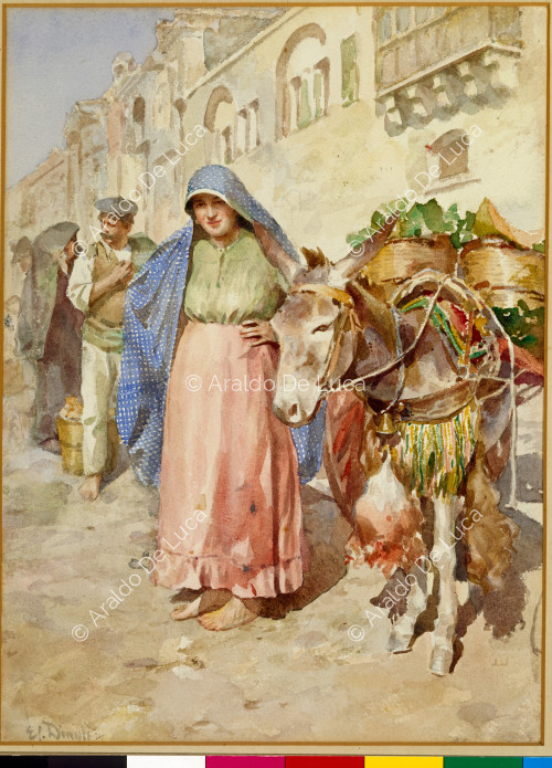 Vendedor de verduras con burro