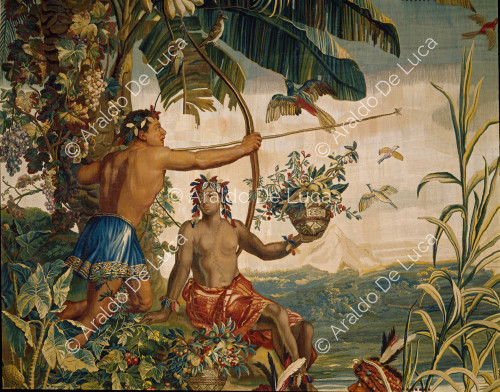 Indian fishermen and hunters. Detail of the hunter
