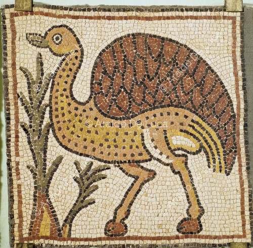 Mosaico policromo con uccello