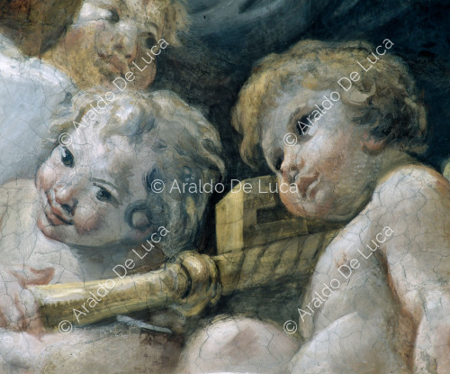 The Heavenly Glory. Putti holding the keys of St. Peter