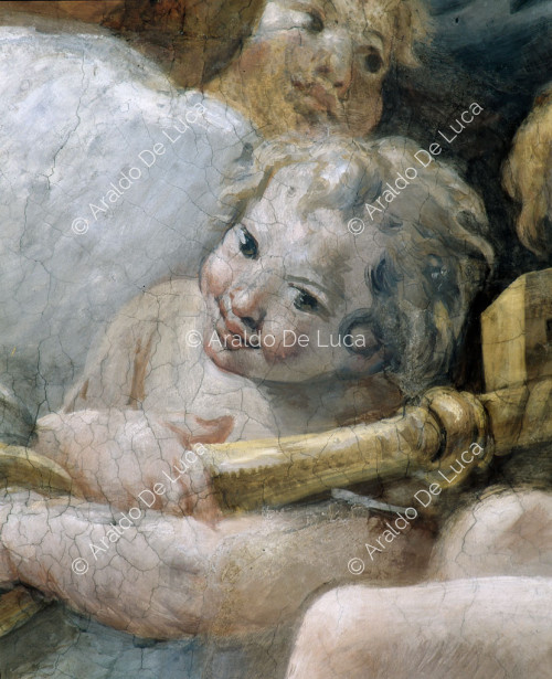 The Heavenly Glory. Putti holding the keys of St. Peter