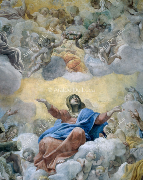 vision ecstasy ascension assumption angels heaven clouds madonna mother of god praying