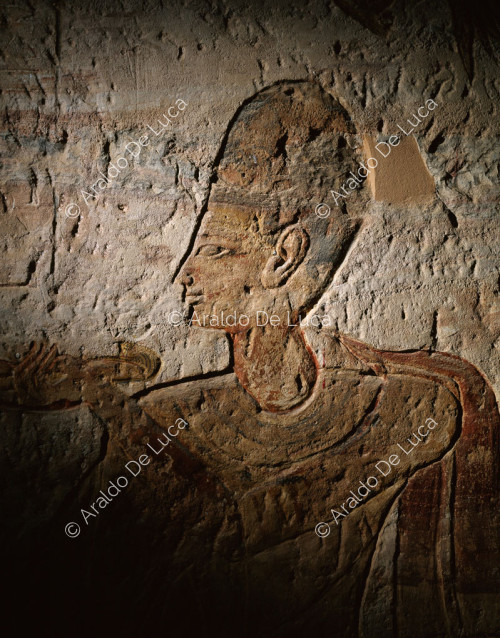 Ramses II and Nefertari making an offering. Detail