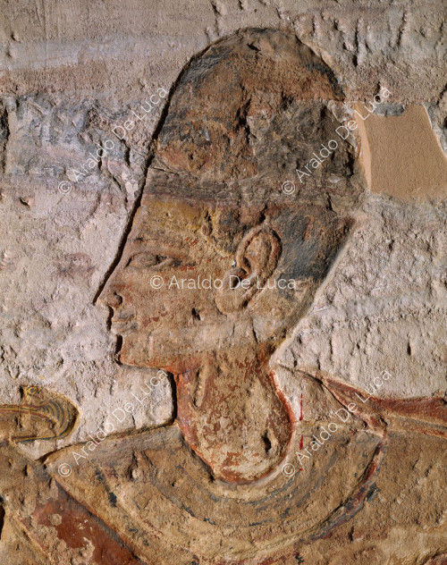 Ramses II and Nefertari making an offering. Detail