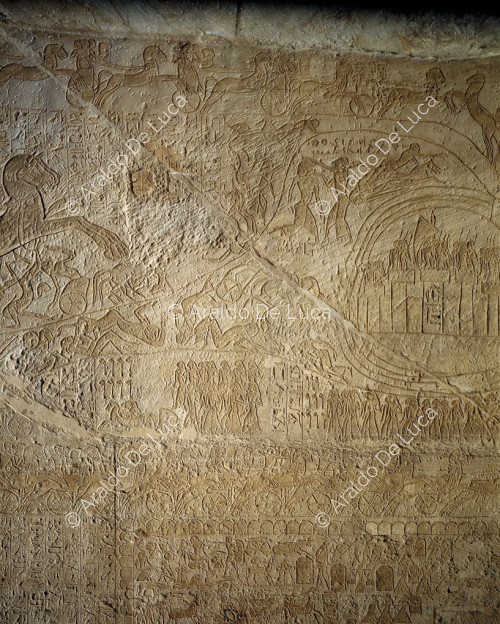 Parete della battaglia di Qadesh. Scene di combattimento attorno alla città 