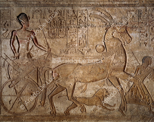 Bataille de Qadesh. Ramsès II sur le char de bataille