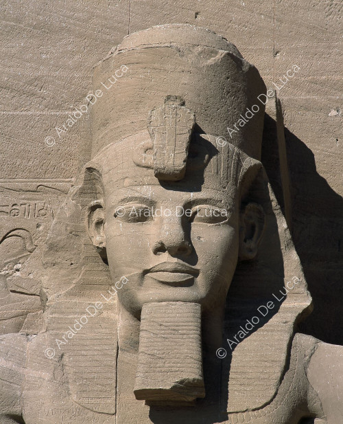 Facade of the Great Temple of Abu Simbel: detail of one of the colossi