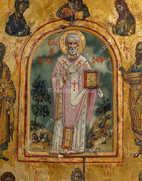 Ikone mit St. Nikolaus. Ausschnitt