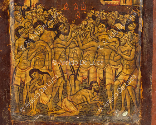 Icono con los cuarenta martirios de Sebastian. Detalle