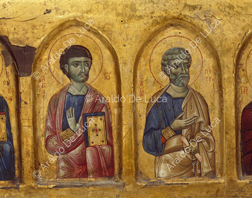 Iconostasio con Cristo entre Virgen y Santos. Detalle con dos Apóstoles