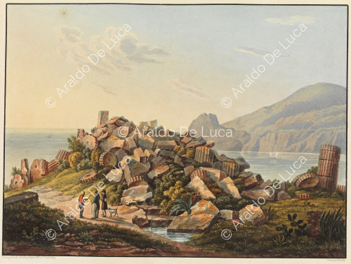 Vista de un templo de Selinunte a bordo del mar - Viaje pintoresco en Sicilia dedicada a su altura real la Señora Duquesa de Berry. Primer tomo