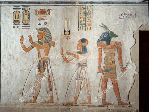 Ramsès III, Khaemuaset et un gardien armé de couteaux