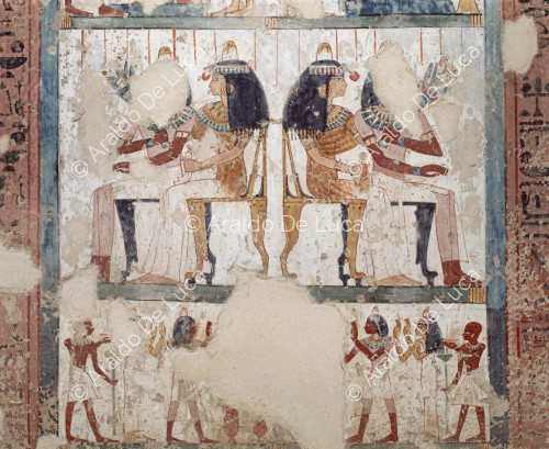 Menna y Henuttawy (detalle de la estela pintada)