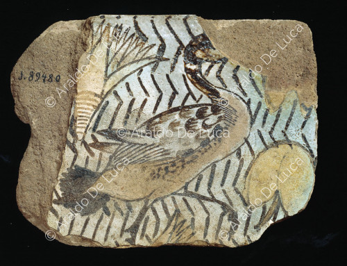 Painted slab with bird