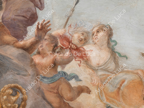 Putto con fulmini, Giunone e Minerva - L'Apoteosi di Romolo, particolare