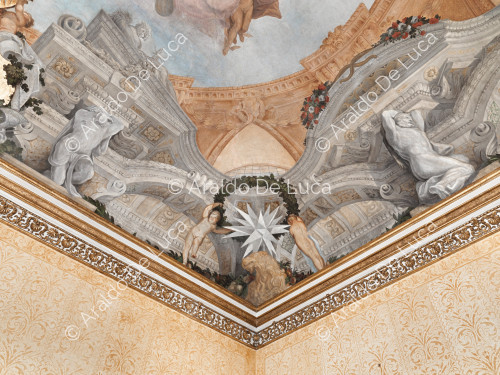 Detail der deckenfresken der Hall of Romulus - Die Apotheose von Romulus, besonder