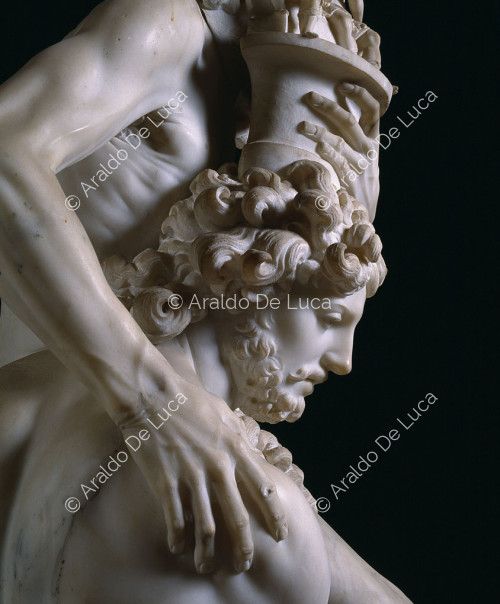 Aeneas, Anchises und Ascanius. Detail mit dem Profil von Aeneas