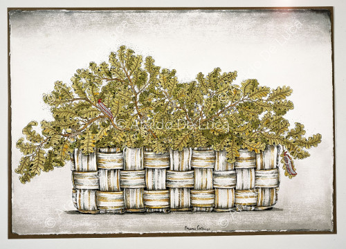 Basket with oak leaves