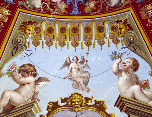 Detail of the dome with putti and grotesques