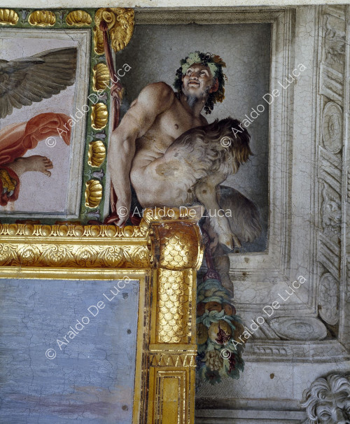 Carracci Gallery.  Vault fresco. Detail with Seated Satyr