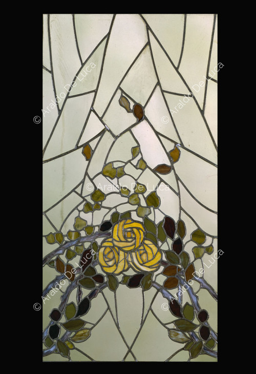 Stained glass window with flowers