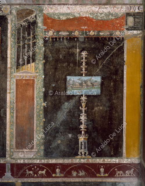 House of Marcus Lucretius Fronton. Tablinus. Fresco with pinakes. Detail
