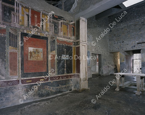Haus des Marcus Lucretius Fronton. Tablinum mit Fresken im 3. Stil