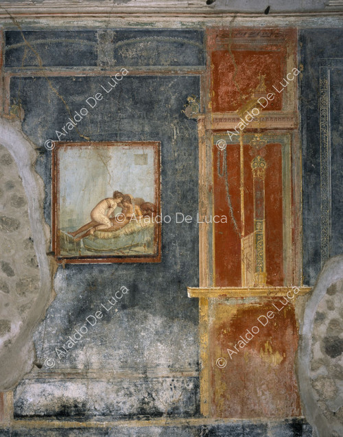 Maison du Centenaire. Cabine avec des fresques de style IV. Détail