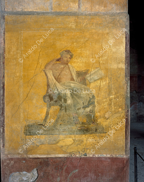 House of Menander. Peristyle. Fresco with Menander