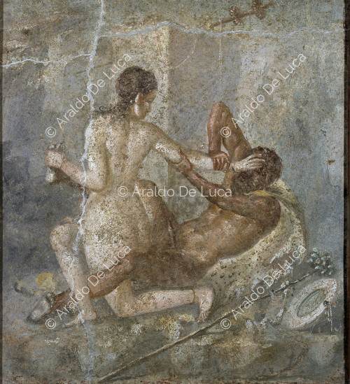 Fresko mit Satyr und Hermaphrodit