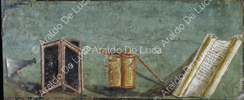 Fresco with writing objects