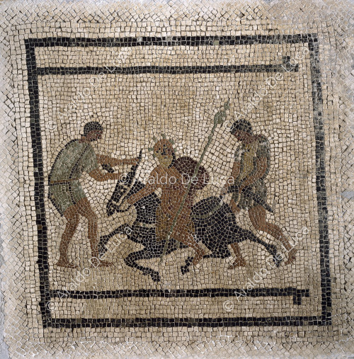 Mosaico con Sileno ed asino