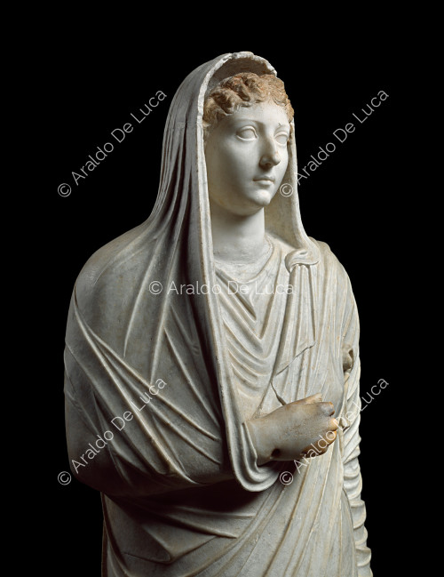 Statua in marmo di Livia. Particolare del busto