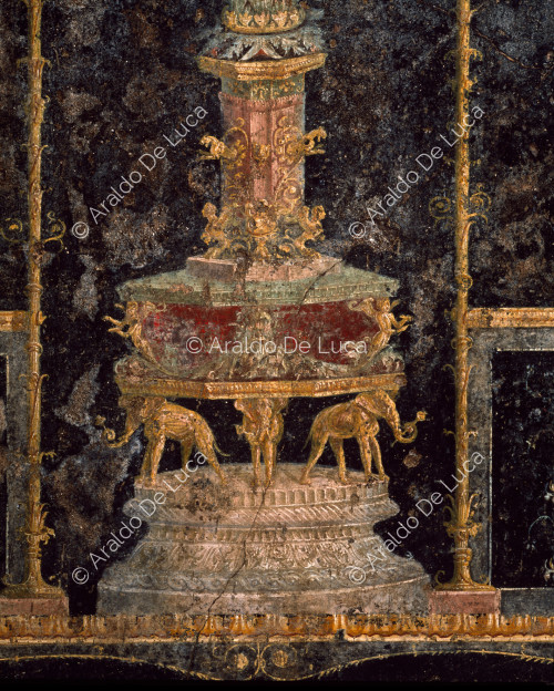 House of the Vettii. Triclinium frieze. Fresco. Detail with candelabra